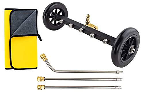 Undercarriage Pressure Washer, Water Broom,16 Inch Surface Cleaner for Pressure Washers, w/ 5 Nozzles, 2 Pcs Extension Wands 1 Pc 60Â° Angled Wand, Extra Wash Cloth, 1500-4000 PSI