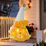 Summer Porch Goose Outfit - 23 Inch Glowing Sunflower Outfits for Concrete Goose Statue - Princess Flowers Clothing That Shines at Night - Porch Goose Clothes Summer for Outdoor Garden Yard Decor