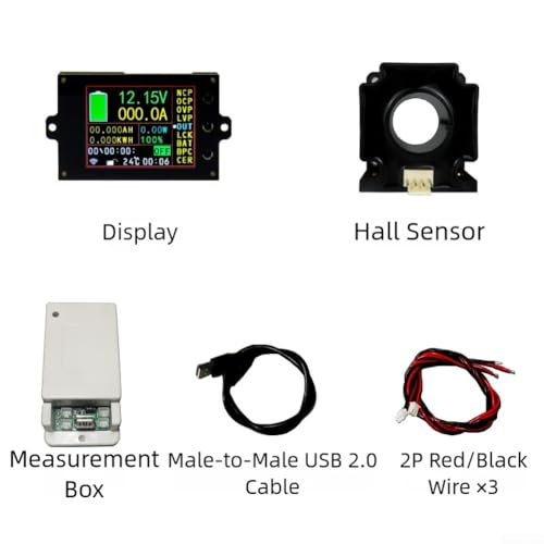 Monitor de potencia de 2.4 pulgadas con pantalla a color para medir temperatura y Coulomb 2
