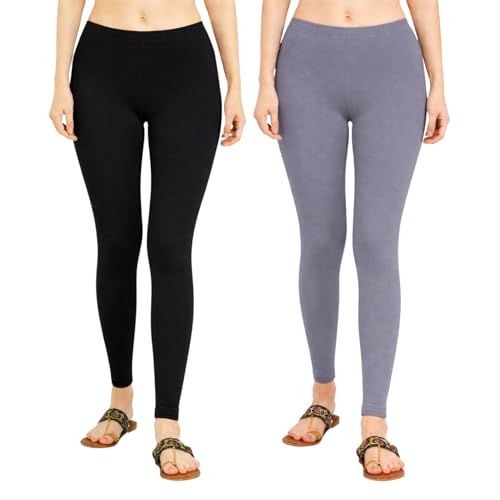 Image of Women Cotton Ankle Leggings Combo | Soft Stretchable Breathable Fabric | High Waist Comfortable Fit Bottom Wear for Kurti Office Casual & Daily Use