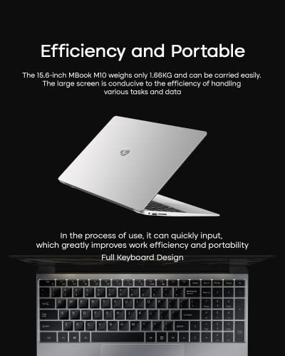DAYSKY-Laptop-Windows-10-156-Laptop-Computer-with-Full-Size-Keyboard-12GB-DDR4-512GB-SSD-1920x1080-FHD-Display-Intel-Celeron-N5095-CPU-Up-to-29Ghz-5G-WiFi-USB-30-Type-C-MBOOK-M10-Sliver