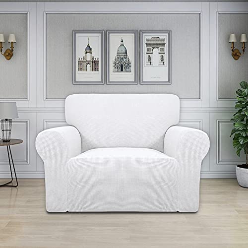 Image of Easy-Going Stretch Oversized Chair Sofa Slipcover 1-Piece Couch Sofa Cover Furniture Protector Soft with Elastic Bottom for Kids Spandex Jacquard Fabric Small Checks Snow White
