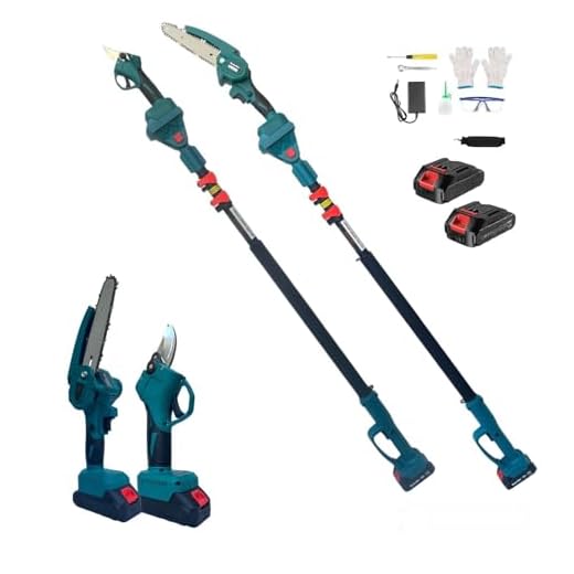 Kit Potatura Mini Motosega + Forbice Cesoia a Batteria con Asta Telescopica