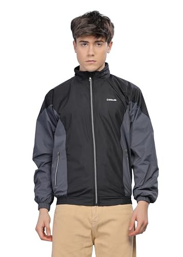 Image of Dollar Men's Polyester Colourblock Windcheater Jacket With Zipper Pockets
