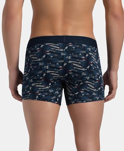 Image of Jockey US63 Men's Super Combed Cotton Elastane Stretch Printed Trunk with Ultrasoft Waistband
