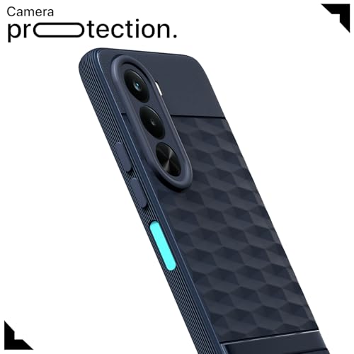 Image of Pikkme Back Cover for Realme P4x 5G Camera Protection 3D Hexa Cube Design Silicone Protective Bumper Case (Blue)