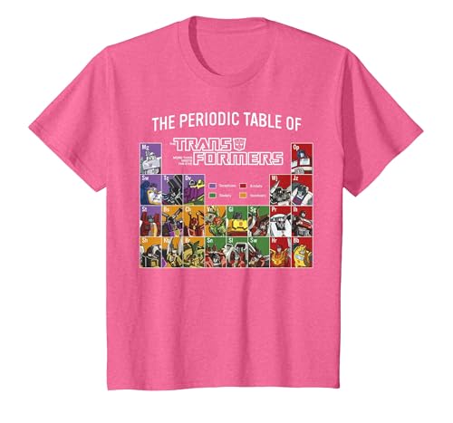 Transformers The Periodic Table of Transformers T-Shirt, Enfant, Rose Chiné, 8 Ans