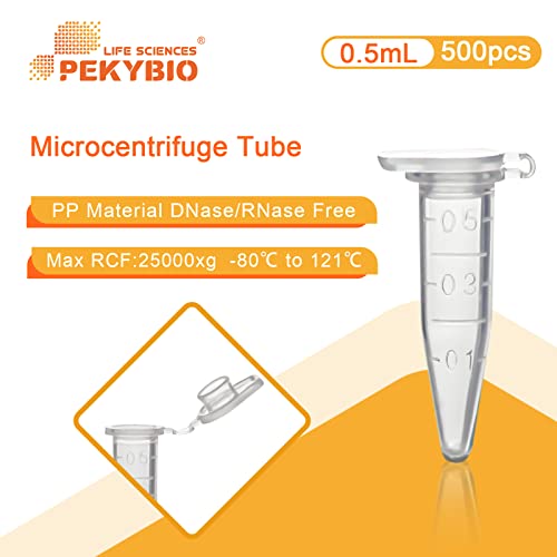 Pekybio PK00123 0.5Ml Micro Centrifuge Tubes With Snap Cap Polypropylene Graduated Microcentrifuge Tubes Clear Plastic Test Tube For Lab thumb #1