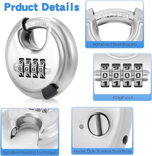 Image of Istara Combination Disc Padlock Number Lock - 70 mm for School Gym Locker, Fence, Toolbox, Gate, Case Round Combination Padlock (Silver)