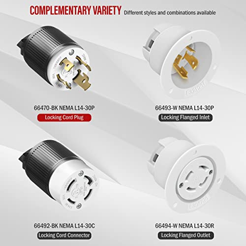 image for ENERLITES NEMA L14-30P Locking Plug Connector for Generator, Twist Loc