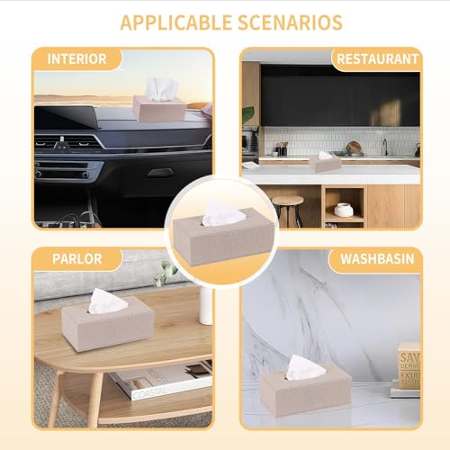 Housse de boîte à mouchoirs en lin beige lot de 2 - 8