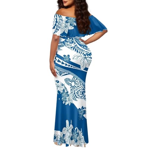 Image of Polynesian for Women S-7XL Off Shoulder Maxi Dress Hawaiian Summer Dresses