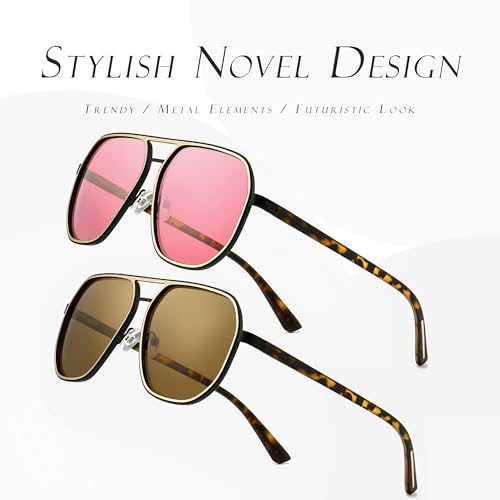 Image of SUNGAIT Polygon Aviator Sunglasses for Men Polarized Trendy Square Sun Glasses Retro Pilot Shades UV Protection