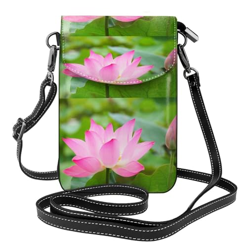 Petit sac bandoulière lotus en cuir PU souple avec porte-cartes