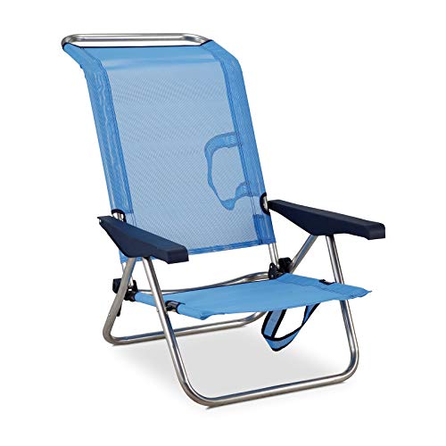 SOLENNY 50001072720095 - Silla de Playa Cama Plegable con 4 Posiciones...