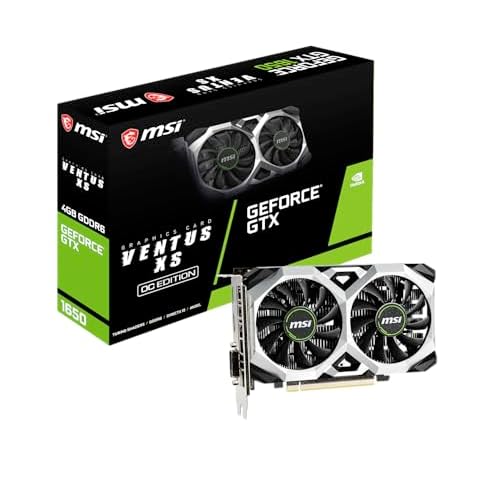 MSI NVIDIA GeForce GTX 1650 D6 Ventus XS OC Grafikkarte '4GB GDDR6, 1620MHz, 128-bit, PCI Express x16 Gen 3, DisplayPort, HDMI, DVI-D, Dual Fan Cooling System'
