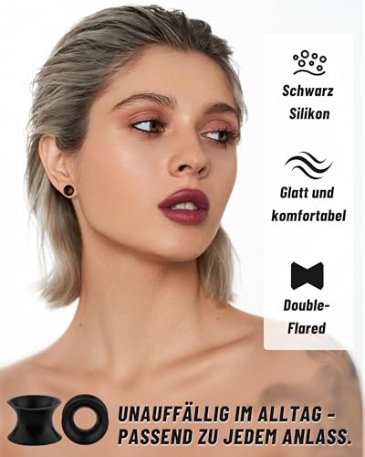 Longbeauty 2 Paare Extra Weiche Silikon Flesh Tunnel Plug Double Flared 3-25mm (Stil A, 10MM)