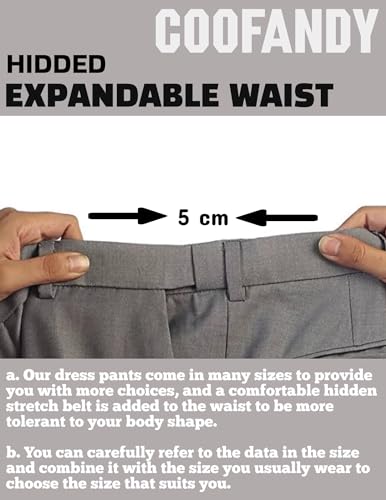 COOFANDY Men Classic Fit Dress Pant Casual Flat Front Pant Expandable Waist Suit Pant4