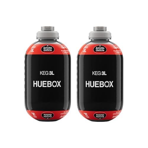 Estrella Galicia Especial - Cerveza Lager Especial, Pack de 2 Barriles 3L para tirador de cerveza HUEBOX, 6 L Totales, 5,5% Vol, Cerveza de Barril en Casa (Incluye 2 cánulas desechables)