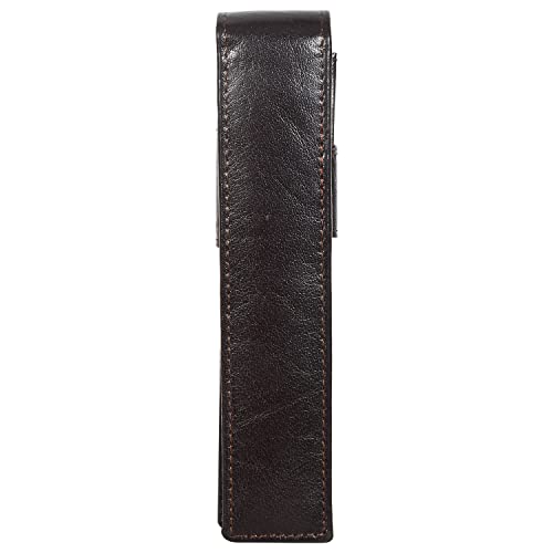 Image of Sassora Genuine Leather Pen Holder Case (Set of 1) (Dark Brown)