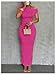 SOLY HUX Women's Elegant Maxi Dresses One Shoulder Short Sleeve Bodycon Cocktail Prom Dress Hot Pink X-Small