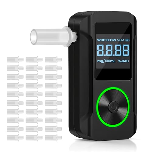 VXF Breathalyzer Portable Alcohol Breathalyzer Tester with LCD Display & Indicator Ring Professional-Grade Accuracy Includes 30 Replaceable Mouthpieces for Personal & Party Use