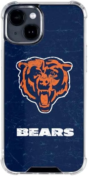 Skinit Clear Phone Case Compatible with iPhone 15 - Officially Licensed NFL Chicago Bears - Alternate Distressed Design