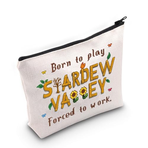 JNIAP Video Game Gifts Valley Game Inspired Cosmetic Bag Farming Country Adventure Gaming Gift (Born to Play Star-dew Bag)