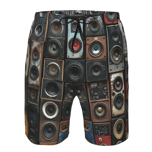 Men's Quick Dry Swim Shorts Speakers Old Grungy Vintage Beach Trunks with Pockets3