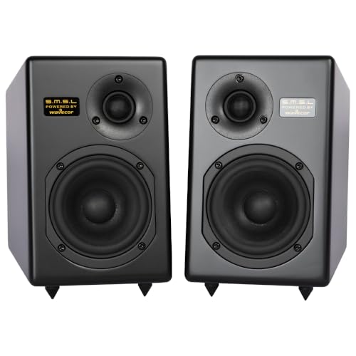 Image of SMSL Bookshelf Speakers Tabebuia, Studio Hi-Fi Speakers for Home Audio Wavecor Custom Drivers, 100 Watts Per Channel, Audiophile HIFI Two-Way Bookshelf Desktop Surround Passive Speaker, Black (Pair)
