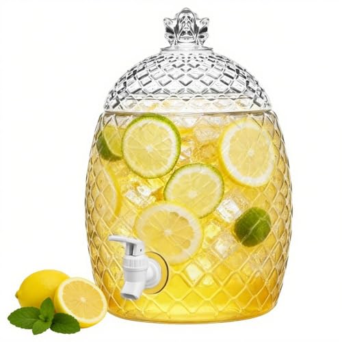 Lily's Home Pineapple Shaped Plastic Beverage Dispenser with Spigot - 2 Gallon Drink Dispensers for Parties - Transparent Design - Infuse Fruits Easily - Ideal for Iced Tea, Cocktails & Party, Events by Lily's Home - Used condition - US$33.52