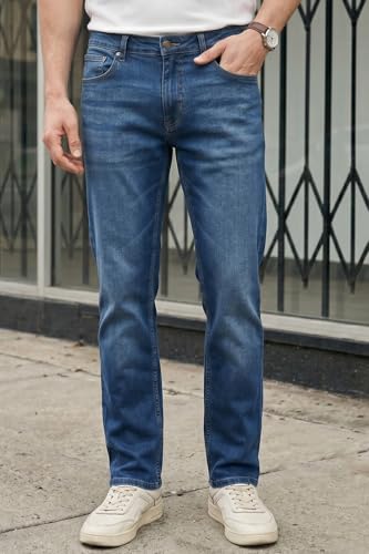 Image of Louis Philippe Men's Slim Fit Stretch Fabric for Comfort Premium wash Aesthetic Authentic Twill and Durable Jeans
