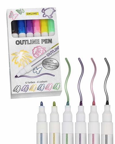 Online Outline-Pens | Glitzerstifte in Metallic-Farben | 6 Farben...