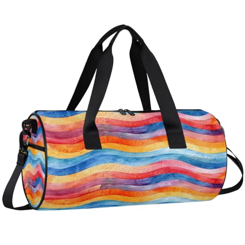 Flow Line Colored Travel Gym Bag Waterproof Sport Dance Bag for Women Men Portable Gymnastics Duffel Bags Canvas Tote Carry on Handbag for Workout Overnight Weekender