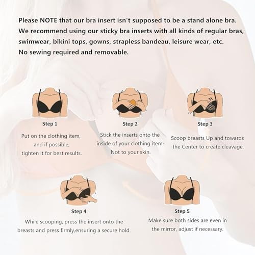 Image of DEPOVOR Ultra Boost Inserts Double-Sided Adhesive Pads Sticky Bikini Padding Inserts for Sports Bra Swimsuit
