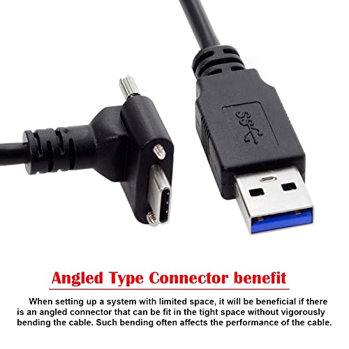 CY 90 Degree Up Down Angled Type Screw Locking USB-C to USB 3.0 Data 5Gbps Cable Type-C for VR Camera Laptop(500CM) - Image 2