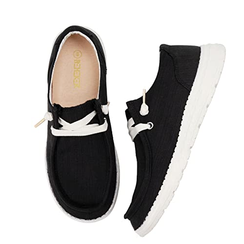 Image of Women's Canvas Loafers, Comfortable Slip-On Walking Shoes | Breathable Fabric Upper, Flexible Boat-Shoe Styling, Easy On and Off for Errands, Travel, Commuting and Everyday Wear