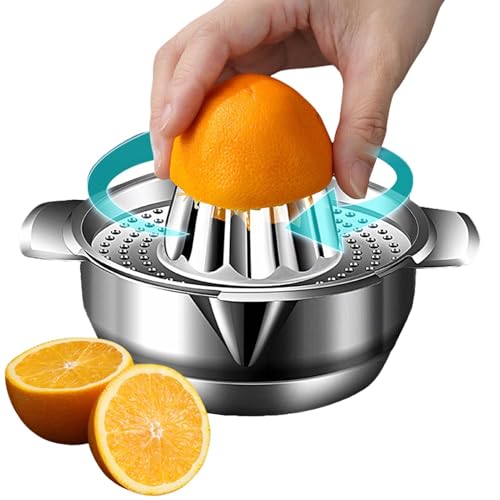 Exprimidor de cítricos inoxidable, multiuso, manual, exprimidor manual de frutas, 10 x 17 cm, fácil de usar, portátil para limas, naranjas y limones