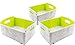 Luxflair 3er Set Faltbarer Aufbewahrungskörbe aus waschbarem Filz Graumeliert/grün, 30x24x15cm. Ordnungsbox, Regalbox, Faltbox, Spielzeugkorb, Filzkorb