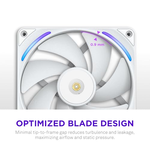 Image of NZXT F140X Performance Fan - 140mm PWM RGB PC Case Fan - Max Airflow & Static Pressure - Low Noise - LCP Frame & Blades - Magnetic Fluid Dynamic Bearing - 30mm Thick - White