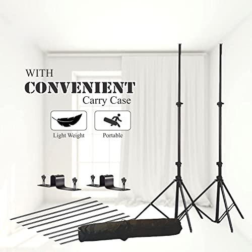 Image of Triple Crossbar 10 ft Wide 8.5 ft Height Backdrop Stand, Photo Video Studio Heavy Duty Adjustable Photography Muslin Background Support System Kit - 3 in 1 | 3 Curtains, (bg-00all)
