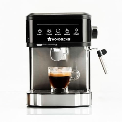 Image of Wonderchef Regalia Neo 20 Bar Espresso Coffee Maker | Espresso, Cappuccino, Latte & Mocha | Steam Frother | Metal Portafilter | 1.5L Tank | 1200W | 2-Year Warranty