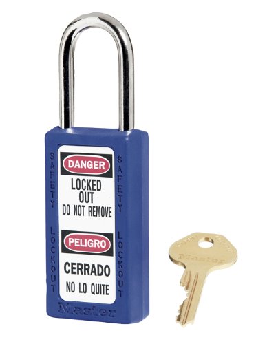 Image of MasterLock 411BLU Blue 411 Xenoy Safety Padlock with Tall Body, 1 /4 inch x 1-1 /2 inch Shackle (Pack of 6)