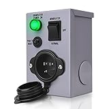 SnowyFox 15 Amp 120V Generator Transfer Switch with Circuit Breaker, Power Inlet Box, Waterproof Manual Transfer Switch for Generator Indoor and Outdoor
