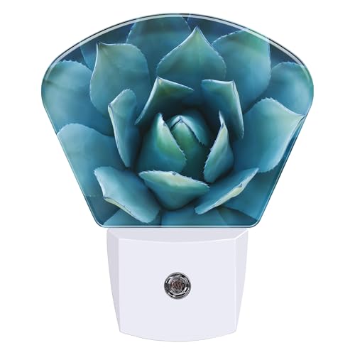 Image of Night Light Agave Plant Plug-in LED Dusk-to-Dawn Sensor Soft Night Lamp,Suitable for Home Bedroom Bathroom Hallway Stairs