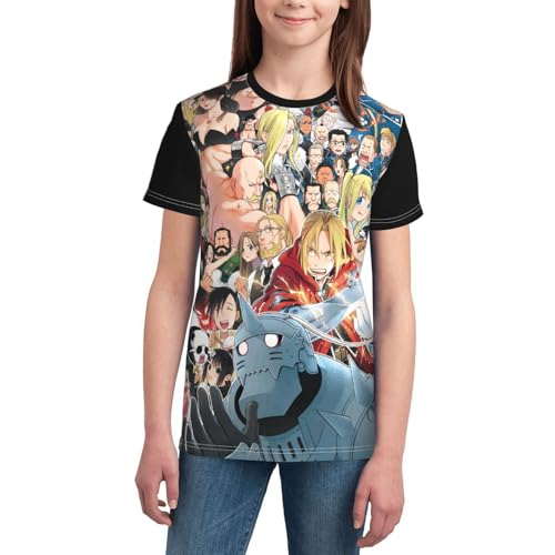 Kids Tshirt for Full Metal Alchemistes Tops,Hip Hop 3D Print Short-Sleeve tees for Sports4