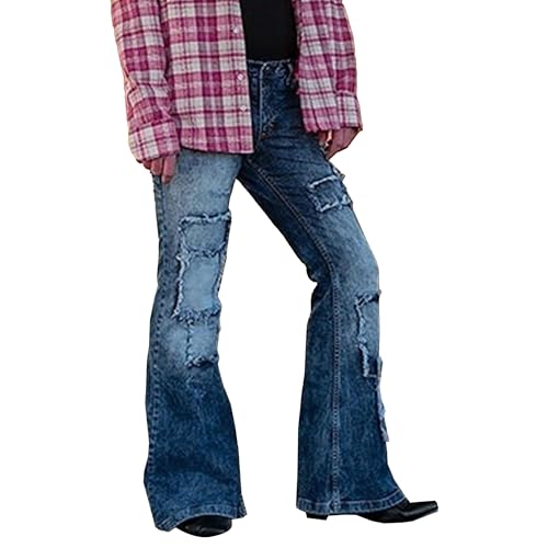 Men's Vintage Bell Bottom Jeans Classic Comfort Flared Demin Pants Casual 70s Stretch Jean Trousers (Blue,Small)