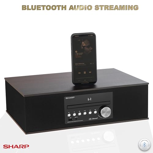 Sharp CD-BH10 Vintage Style Retro Look Micro Component Wireless Bluetooth Audio Streaming & Cd Player Wood Speaker System thumb #7