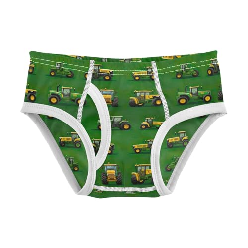 Boys' Exclusive Briefs Toddler Underwear 95% Combed Cotton Boxerbriefs 2T Tractor Pattern Cars Green 10