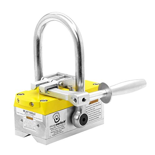 Magswitch 8100484 MLAY1000 Lifting Magnet, Pivoting Head, Heavy-Duty Lifting, Powerful Lift Hook, for Flat Steel and Porous Materials